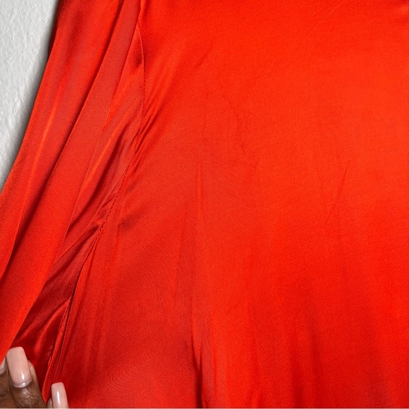 NEW Lane‎ Bryant Women Blouse 18 Red Relaxed Flutter-Sleeve Mock-Neck Top Satin - Picture 10 of 16